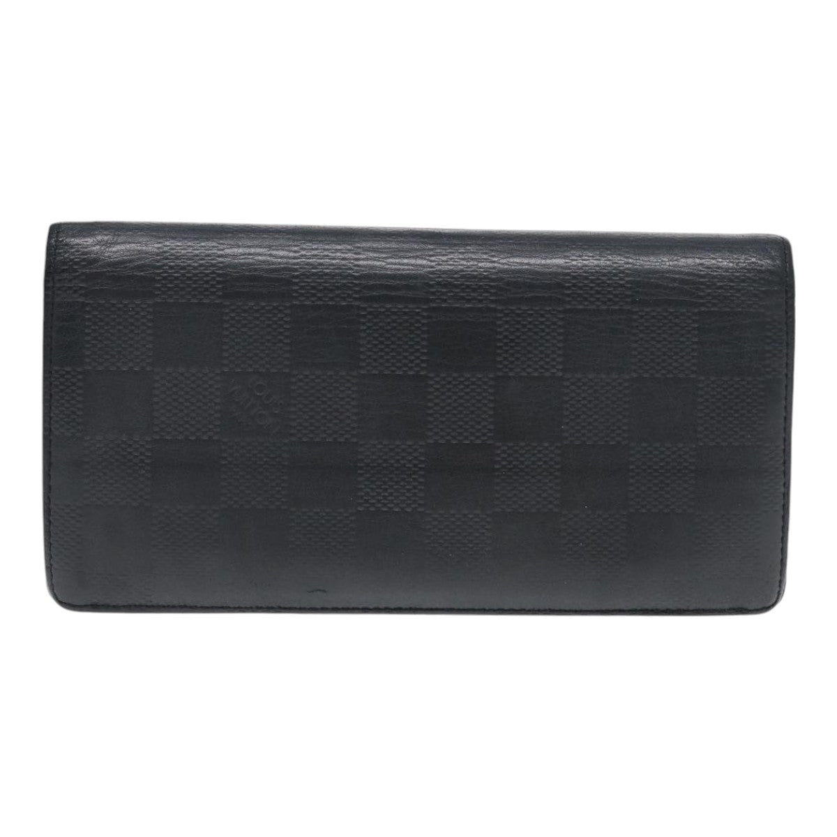 LOUIS VUITTON Damier Infini Portefeuille Brazza Wallet Black N63010 Auth bs17104