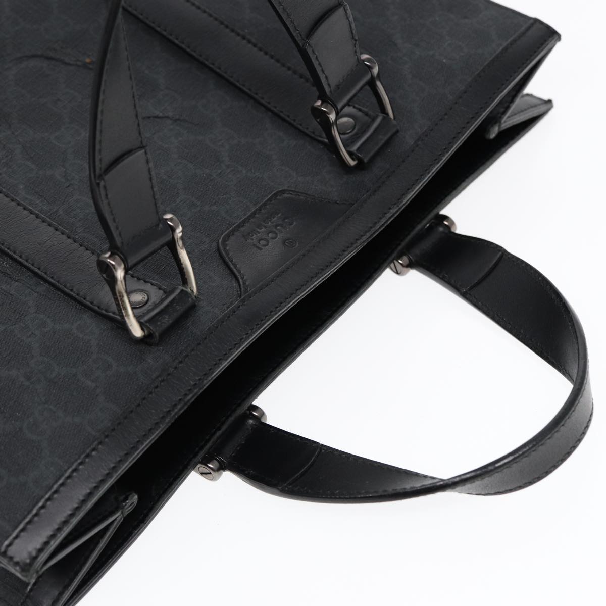 GUCCI GG Canvas Hand Bag Black 322072 Auth bs17120