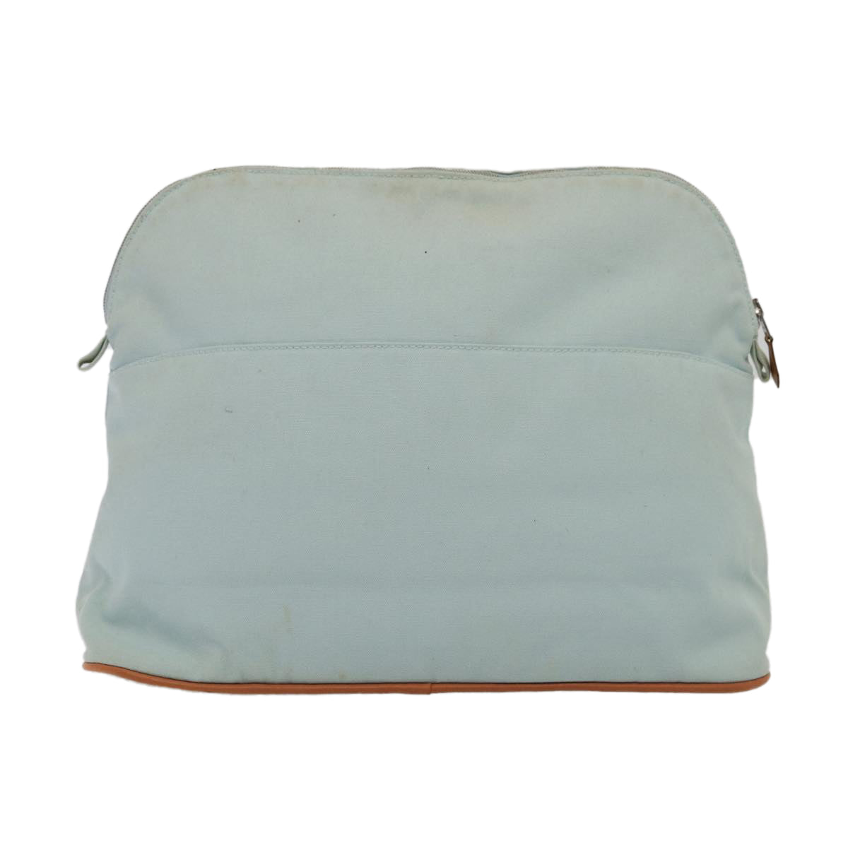 HERMES Bolide Pouch GM Canvas Leather Light Blue Silver Auth bs17123 - 0