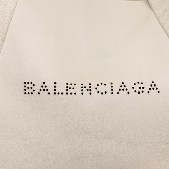 BALENCIAGA Navy Cabas Hand Bag Leather White Silver 339936 Auth bs17140