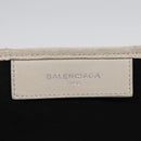 BALENCIAGA Navy Cabas Hand Bag Leather White Silver 339936 Auth bs17140-17