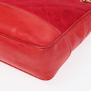 CHANEL Matelasse Chain Shoulder Bag Satin Red Gold CC Auth bs17153-9