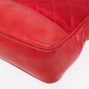 CHANEL Matelasse Chain Shoulder Bag Satin Red Gold CC Auth bs17153-15