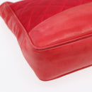 CHANEL Matelasse Chain Shoulder Bag Satin Red Gold CC Auth bs17153-16