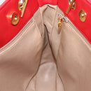 CHANEL Matelasse Chain Shoulder Bag Satin Red Gold CC Auth bs17153-18
