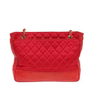 CHANEL Matelasse Chain Shoulder Bag Satin Red Gold CC Auth bs17153-13