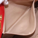 CHANEL Matelasse Chain Shoulder Bag Satin Red Gold CC Auth bs17153-21