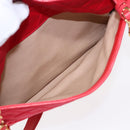CHANEL Matelasse Chain Shoulder Bag Satin Red Gold CC Auth bs17153-22