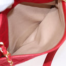 CHANEL Matelasse Chain Shoulder Bag Satin Red Gold CC Auth bs17153-23