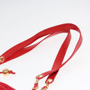 CHANEL Matelasse Chain Shoulder Bag Satin Red Gold CC Auth bs17153-8