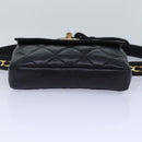 CHANEL Matelasse Chain Waist bag Lamb Skin Black Gold CC Auth bs17157-5