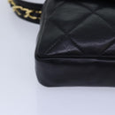 CHANEL Matelasse Chain Waist bag Lamb Skin Black Gold CC Auth bs17157-14