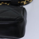 CHANEL Matelasse Chain Waist bag Lamb Skin Black Gold CC Auth bs17157-17