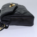 CHANEL Matelasse Chain Waist bag Lamb Skin Black Gold CC Auth bs17157-4