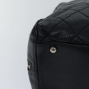 CHANEL Matelasse Hand Bag Calf Skin Black Silver CC Auth bs17167-14