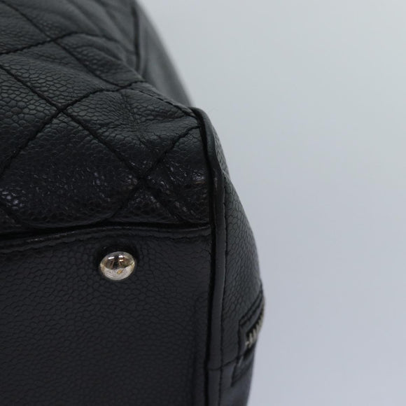 CHANEL Matelasse Hand Bag Calf Skin Black Silver CC Auth bs17167