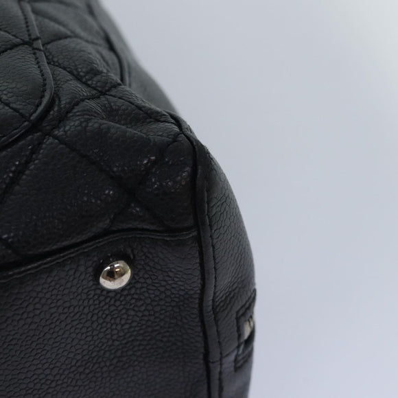 CHANEL Matelasse Hand Bag Calf Skin Black Silver CC Auth bs17167