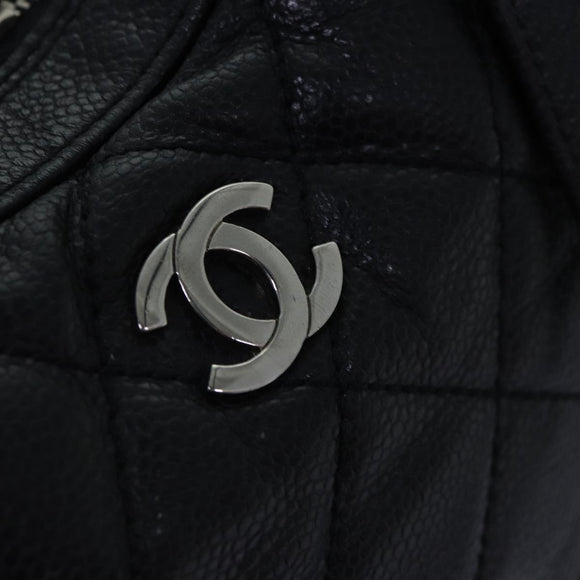 CHANEL Matelasse Hand Bag Calf Skin Black Silver CC Auth bs17167