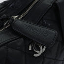 CHANEL Matelasse Hand Bag Calf Skin Black Silver CC Auth bs17167-10