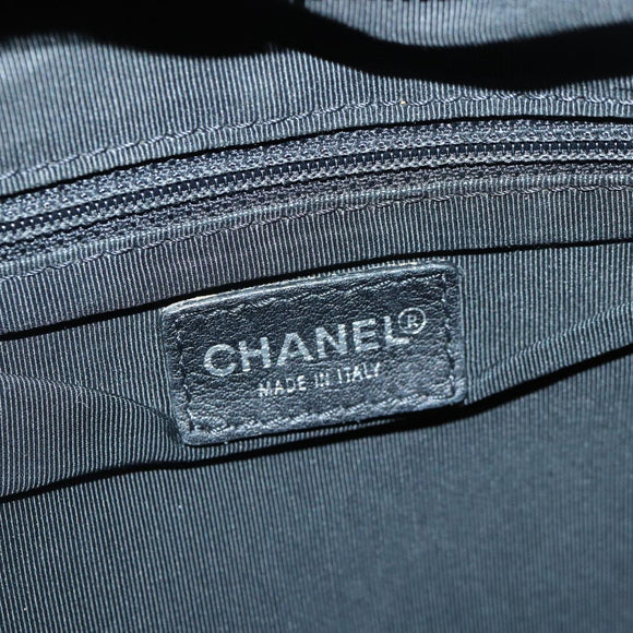 CHANEL Matelasse Hand Bag Calf Skin Black Silver CC Auth bs17167
