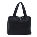 CHANEL Matelasse Hand Bag Calf Skin Black Silver CC Auth bs17167-1