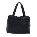 CHANEL Matelasse Hand Bag Calf Skin Black Silver CC Auth bs17167-2