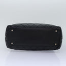 CHANEL Matelasse Hand Bag Calf Skin Black Silver CC Auth bs17167-5