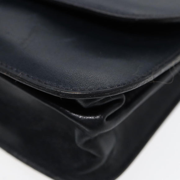 BALENCIAGA Shoulder Bag Leather Navy Gold Auth bs17168