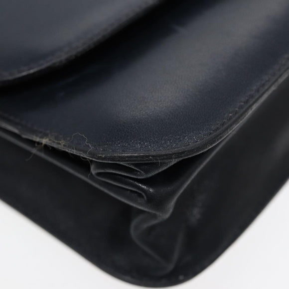 BALENCIAGA Shoulder Bag Leather Navy Gold Auth bs17168