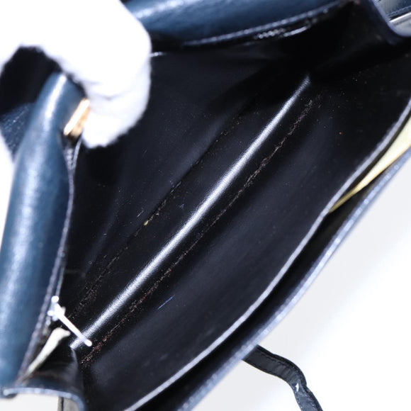 BALENCIAGA Shoulder Bag Leather Navy Gold Auth bs17168