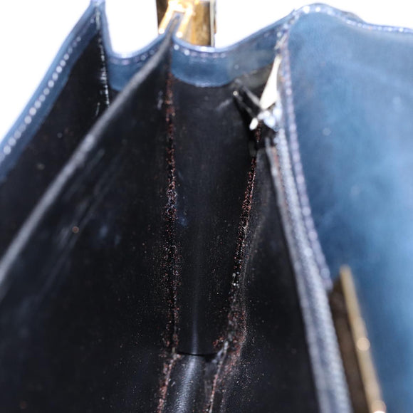 BALENCIAGA Shoulder Bag Leather Navy Gold Auth bs17168