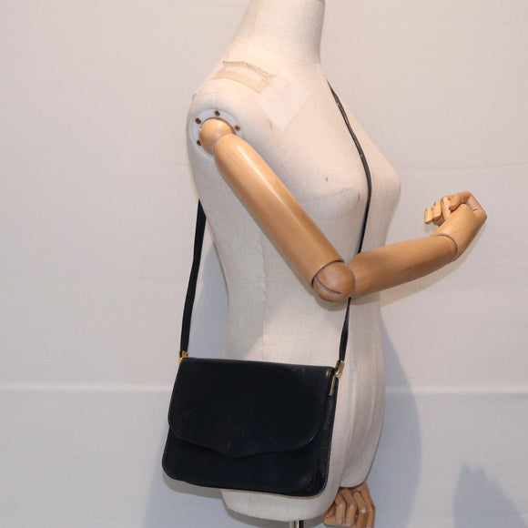 BALENCIAGA Shoulder Bag Leather Navy Gold Auth bs17168