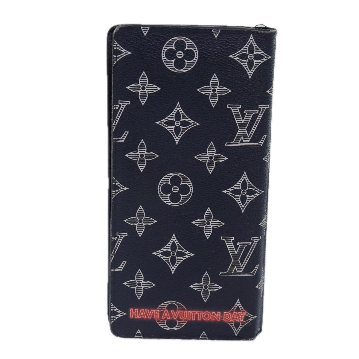 LOUIS VUITTON Monogram Ink Brazza Portefeuille Wallet Navy M62893 Auth bs17176 - 0