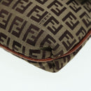FENDI Zucchino Canvas Shoulder Bag Brown Gold Auth bs17192-14