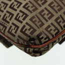 FENDI Zucchino Canvas Shoulder Bag Brown Gold Auth bs17192-17