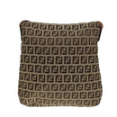 FENDI Zucchino Canvas Shoulder Bag Brown Gold Auth bs17192-2