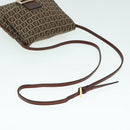 FENDI Zucchino Canvas Shoulder Bag Brown Gold Auth bs17192-7