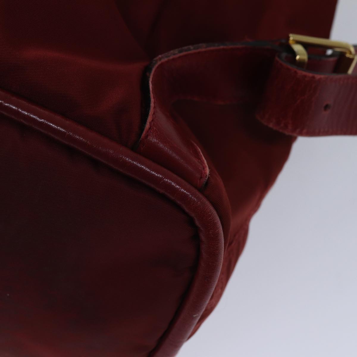 CELINE Backpack Nylon Red Gold Auth bs17197