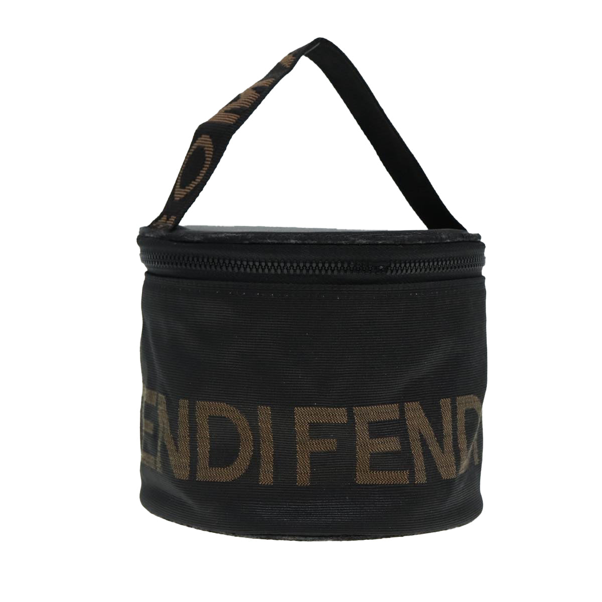 FENDI Vanity Pouch Canvas Black Gold Auth bs17207