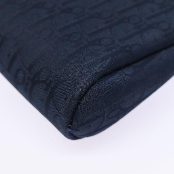 Christian Dior Trotter Canvas Pouch Navy Gold Auth bs17208