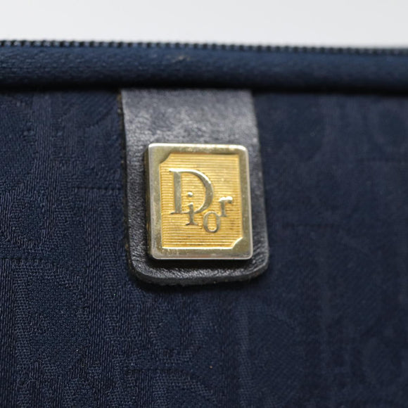 Christian Dior Trotter Canvas Pouch Navy Gold Auth bs17208