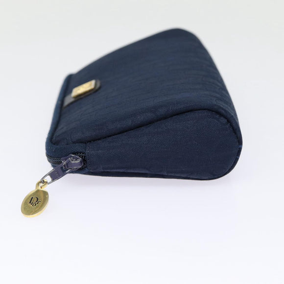 Christian Dior Trotter Canvas Pouch Navy Gold Auth bs17208