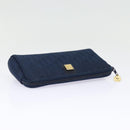 Christian Dior Trotter Canvas Pouch Navy Gold Auth bs17208-5