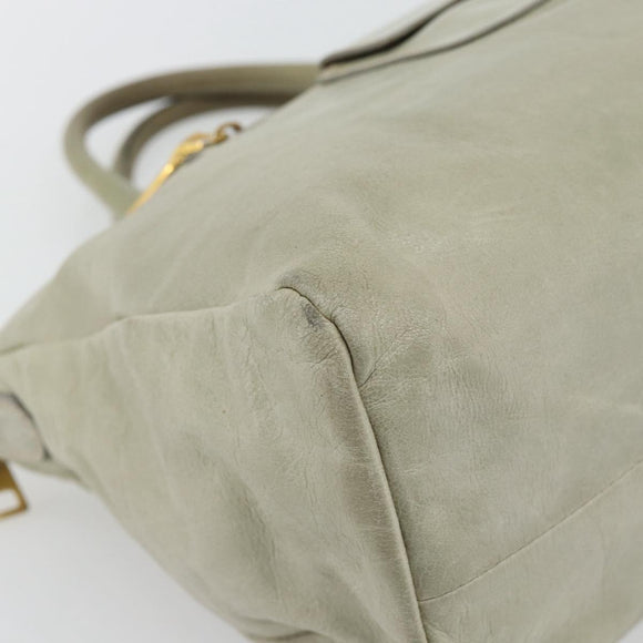 PRADA Hand Bag Leather 2way Gray Gold Auth bs17213