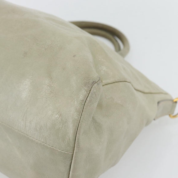 PRADA Hand Bag Leather 2way Gray Gold Auth bs17213