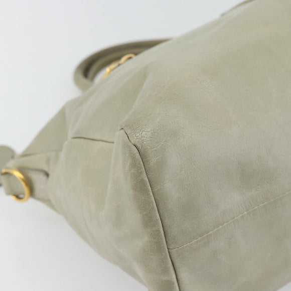 PRADA Hand Bag Leather 2way Gray Gold Auth bs17213