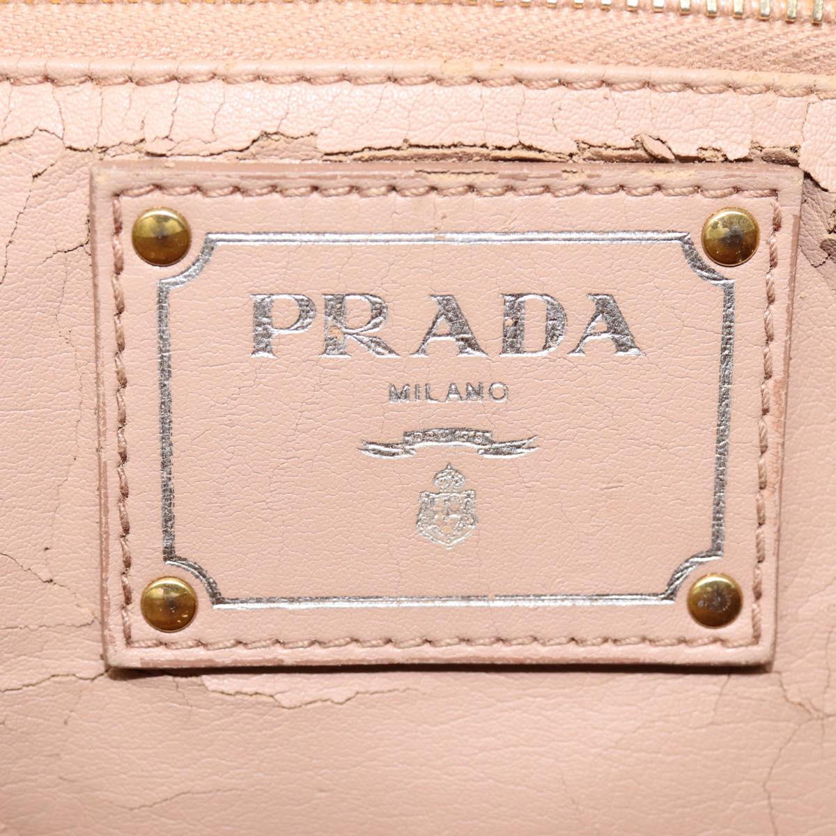 PRADA Hand Bag Leather 2way Gray Gold Auth bs17213