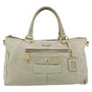 PRADA Hand Bag Leather 2way Gray Gold Auth bs17213-12