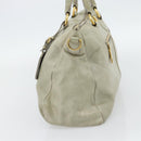 PRADA Hand Bag Leather 2way Gray Gold Auth bs17213-4