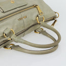 PRADA Hand Bag Leather 2way Gray Gold Auth bs17213-7